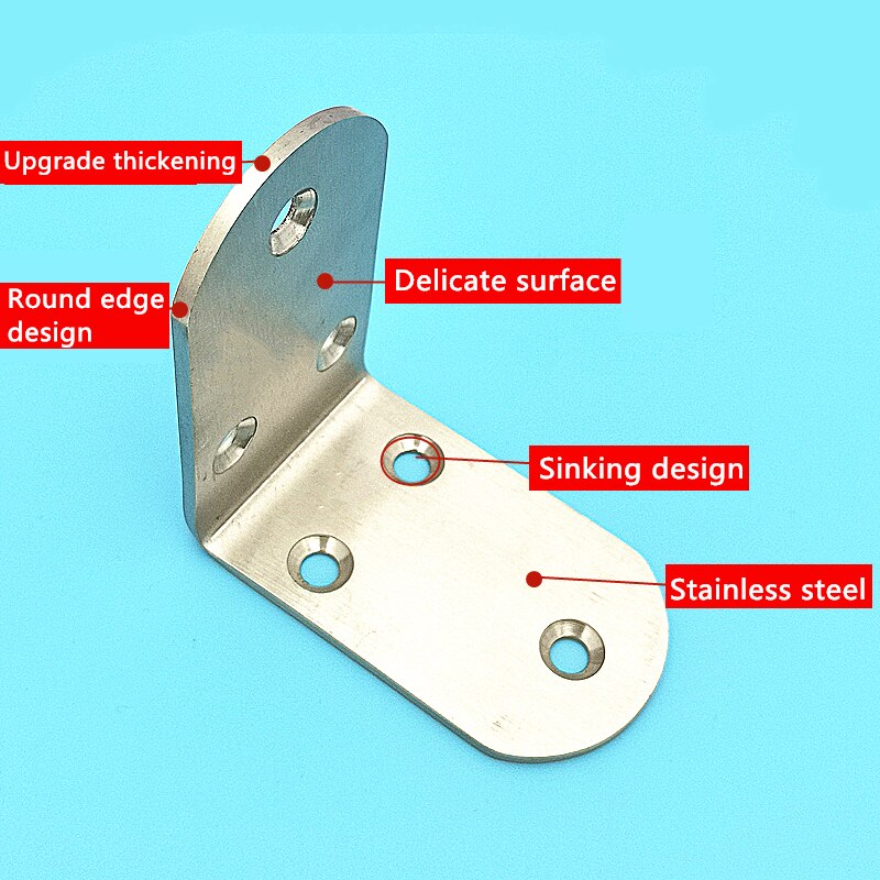 Thickened 2.5mm/3mm L Shape Corner Bracets Stainless Steel Brackets 90 Angle Joint Fastener Shelf Support for Furniture Hardware