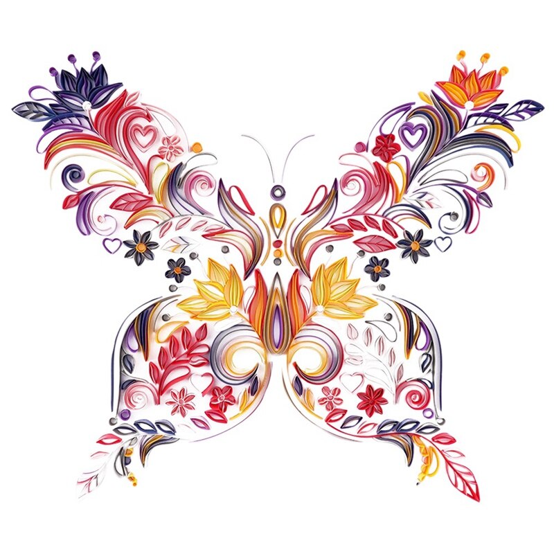 Quilted Paper Painting Handmade Crafts A4 Paper DIY Butterfly Craft Paper Flower and Butterfly Decoration Set: Default Title