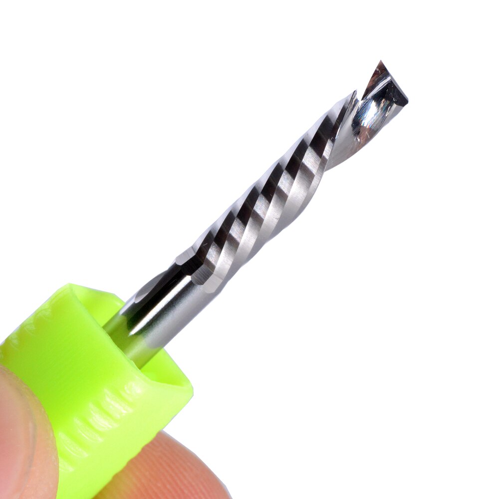 2pcs HSK 3.175mm AAA Enkele Fluit Up Down Cut CNC Router Endmill voor CNC Router, compressie Hout Frees Cutter Bits
