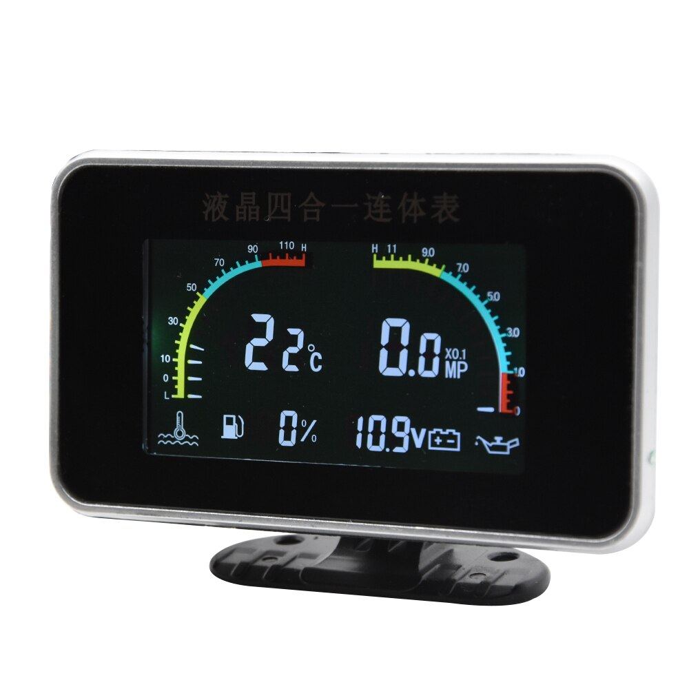 4In1 Digital Display Oil Pressure Gauge Water Temperature Stable Accessories Voltmeter Meter Car LCD Gauge + sensor temperature