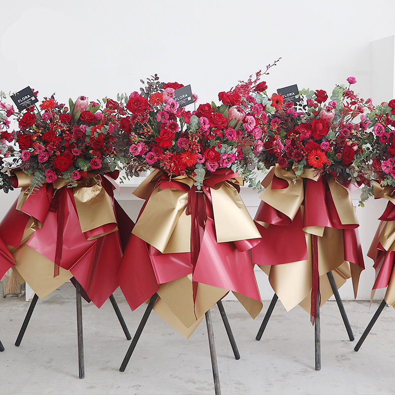 Luxury Gold Reversible Floral Wrapping Paper Waterproof Flower Arrangement Wrapping Paper Party Wrapping Paper Film