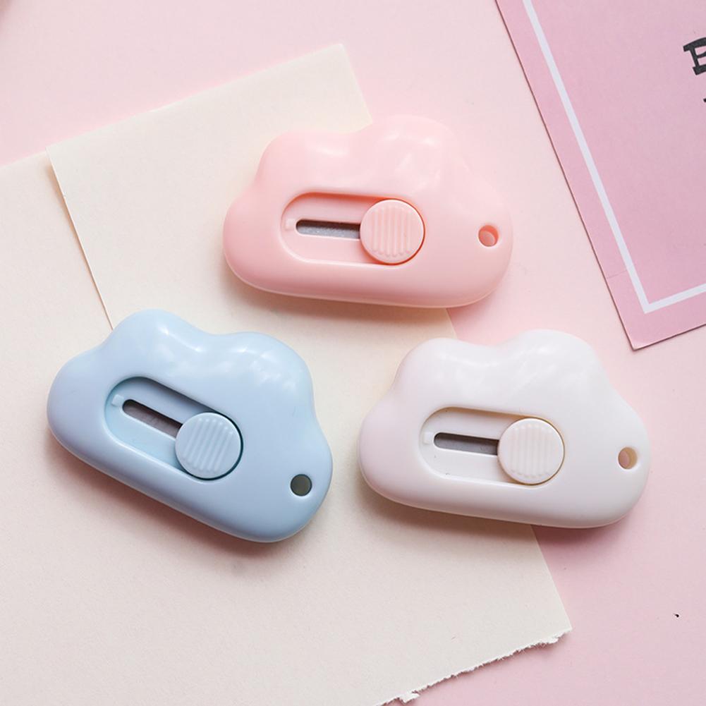 Cute Cloud Shape Mini Portable Paper Cutter Cutting Paper Blade Office Stationery: Blue clouds