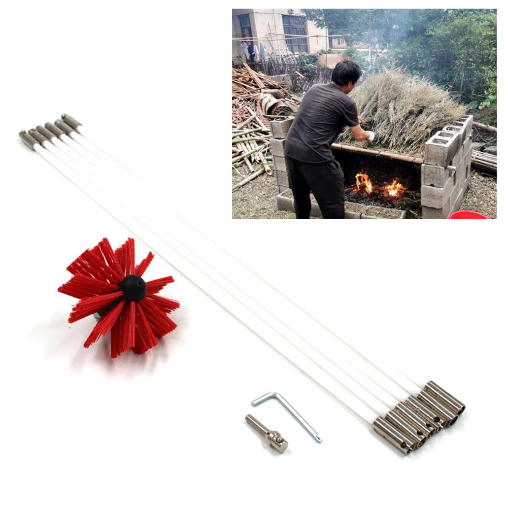 Portable multifonction de brosse de balayage de cheminée Flexible avec la tête de rechange pour le Restaurant à la maison de nettoyage de poêle de tuyau de cheminée
