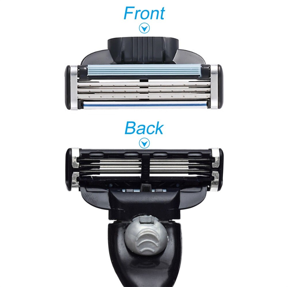Rasoir à lame de rasoir à trois couches | 4 pièce/ensemble support Compatible 3 manuel, lame de rasoir, remplacement de lame de rasoir