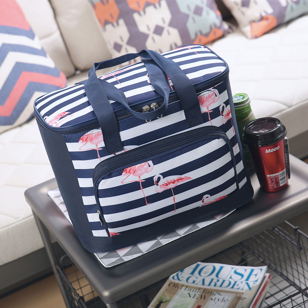 SANNE 20L Flamingo Verdicken Faltbare Frische Isolierte Kühltasche Thermische Wasserdichte Polyester Eis Tasche Isolierte Kühltasche