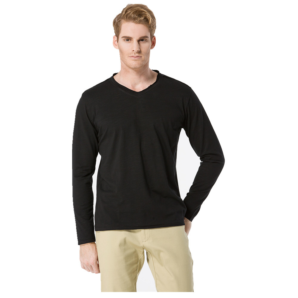 Undershirts Cotton Long Sleeve Underwear men Black White Undershirt V Neck Spring Autumn Tees Top