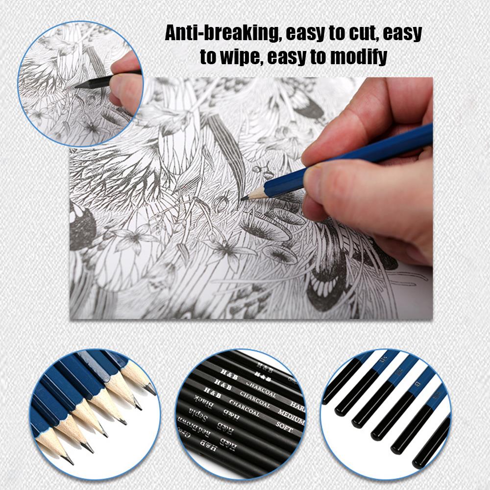 48pcs Sketch Pencil Set Crafts Art Supplies Portable Sketch Pencil Drawing Artist Painting Tool Set Student