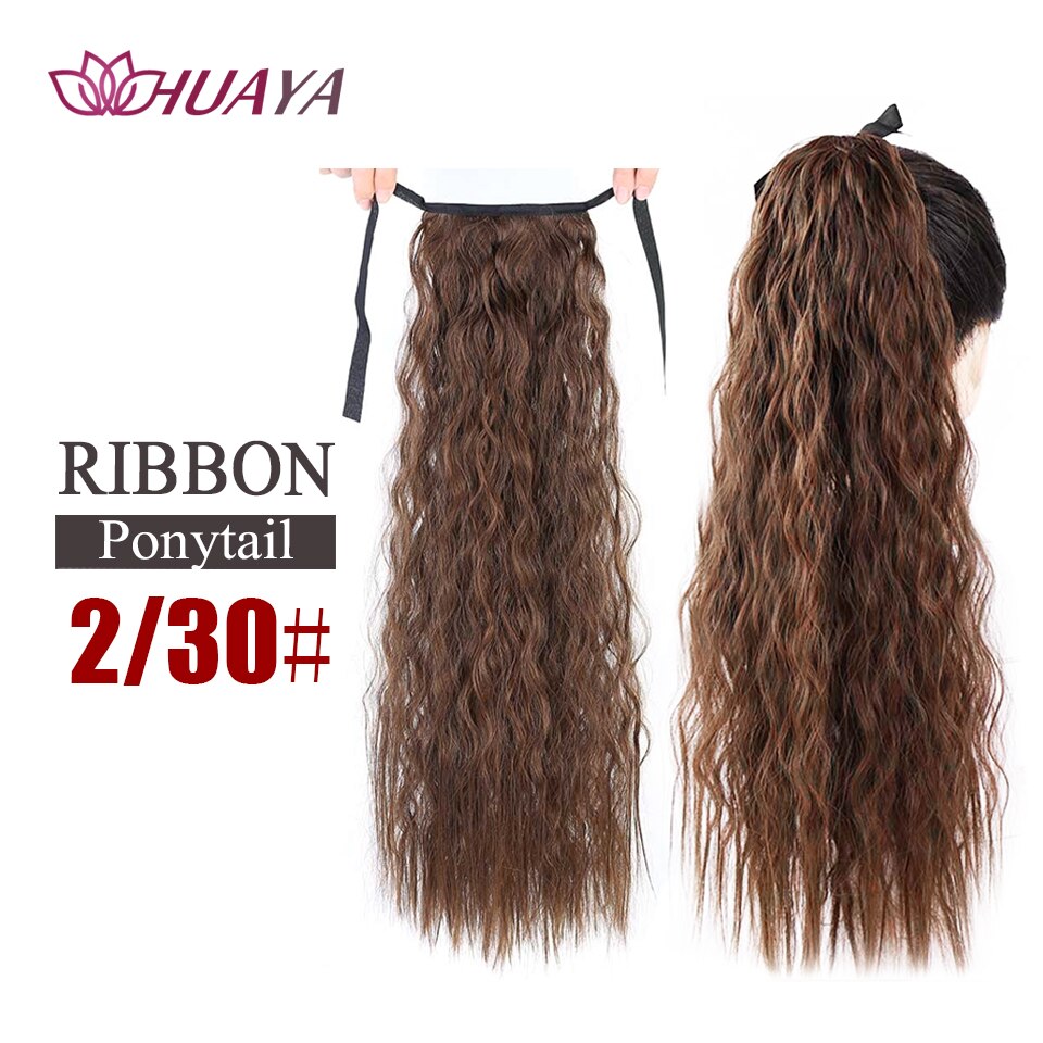 HUAYA Long Straight Clip In Hair Tail False Hair Ponytail Hairpiece With Hairpins Natural Synthetic Hair Extensions Pony Tail: 0022B-2-30