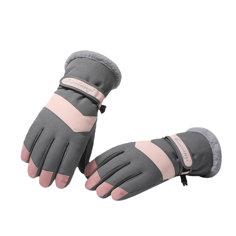 Guantes táctiles impermeables para mujer, manoplas de esquí, snowboard, pantalla táctil, cálidas, para clima frío, Invierno: Blanco