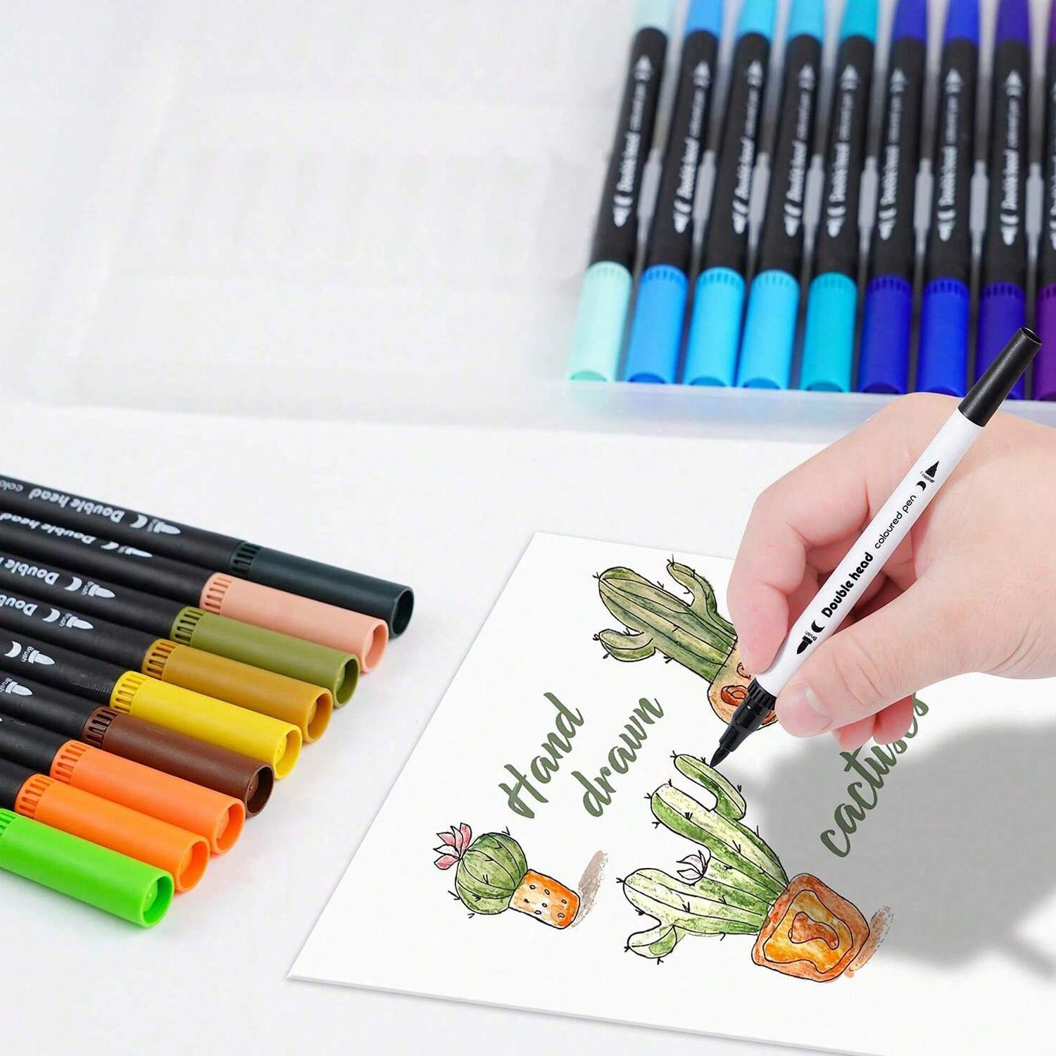 12/24/36/60/80/100/120 Colors Dual Markers Brush Pen Fine Double Tip Art Marker Coloring Hand Lettering Drawing School Supplied