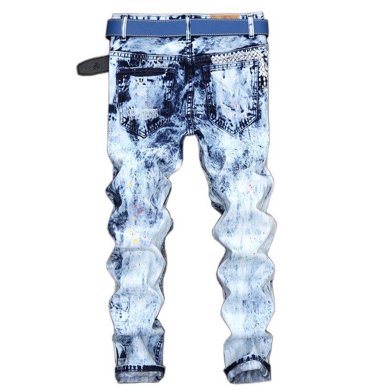 Männer Schlanke See Patch Patchwork Plus Größe Jeans Gerade Bein Männer männer Jeans Sandalen