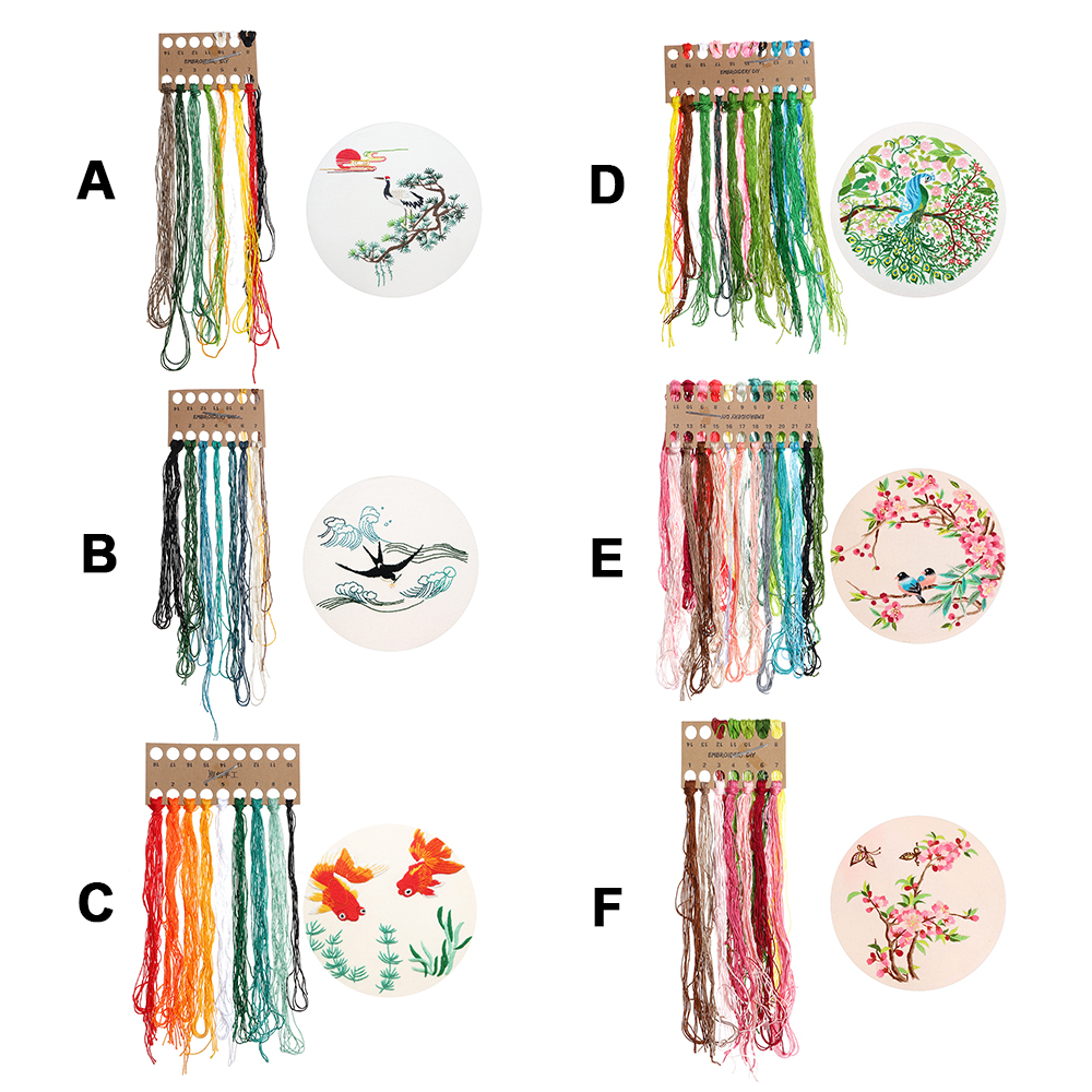 DIY Embroidery Kits with Flowers Plants Pattern for Beginners Full Range of Stamped Cross Stitch Kit with Embroidery Hoop