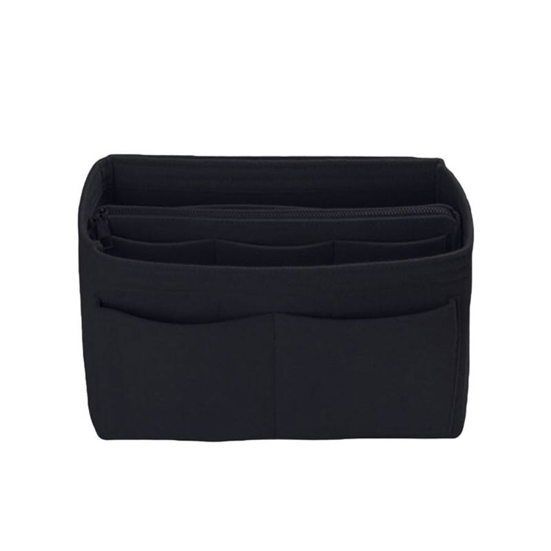 Multi Pocket Vilt Purse Handtas Organizer Insert Opslag Tote Shaper Stof Tas: Black / L