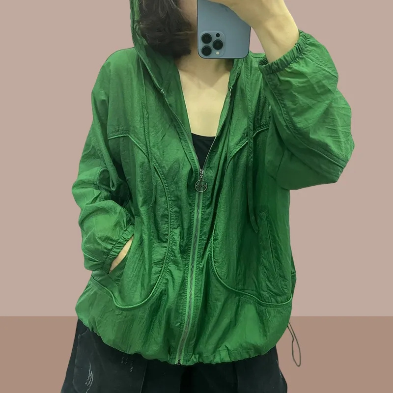 Verão nova moda feminina jaqueta praia fina protetor solar casaco de proteção uv 2023 feminino manga longa com capuz jaquetas outerwear topos