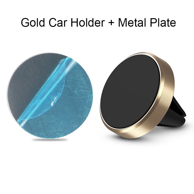 Round Magnetic Phone Holder in Car Car Magnetic Holder for Phone Stand Magnet Cellphone Bracket for iPhone 12 Pro Max Samsung: Gold Plate