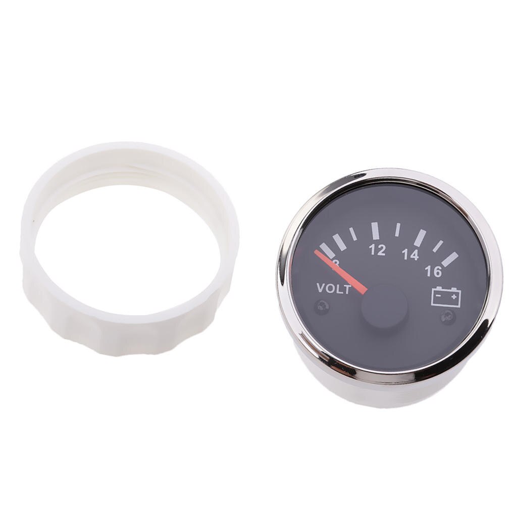 2 &#39;&#39;52Mm 8-16V Auto Vrachtwagen Voltage Meter Gauge Rood Gezicht Led Licht Voltmeter 12-volt Interne Verlichting