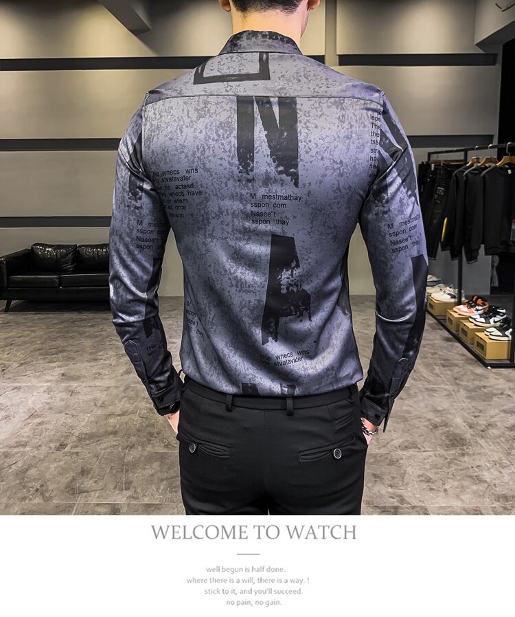Merke herre uformelt trykt outwear herre slim kora style lettstelt skjorte pluss størrelse m -4xl