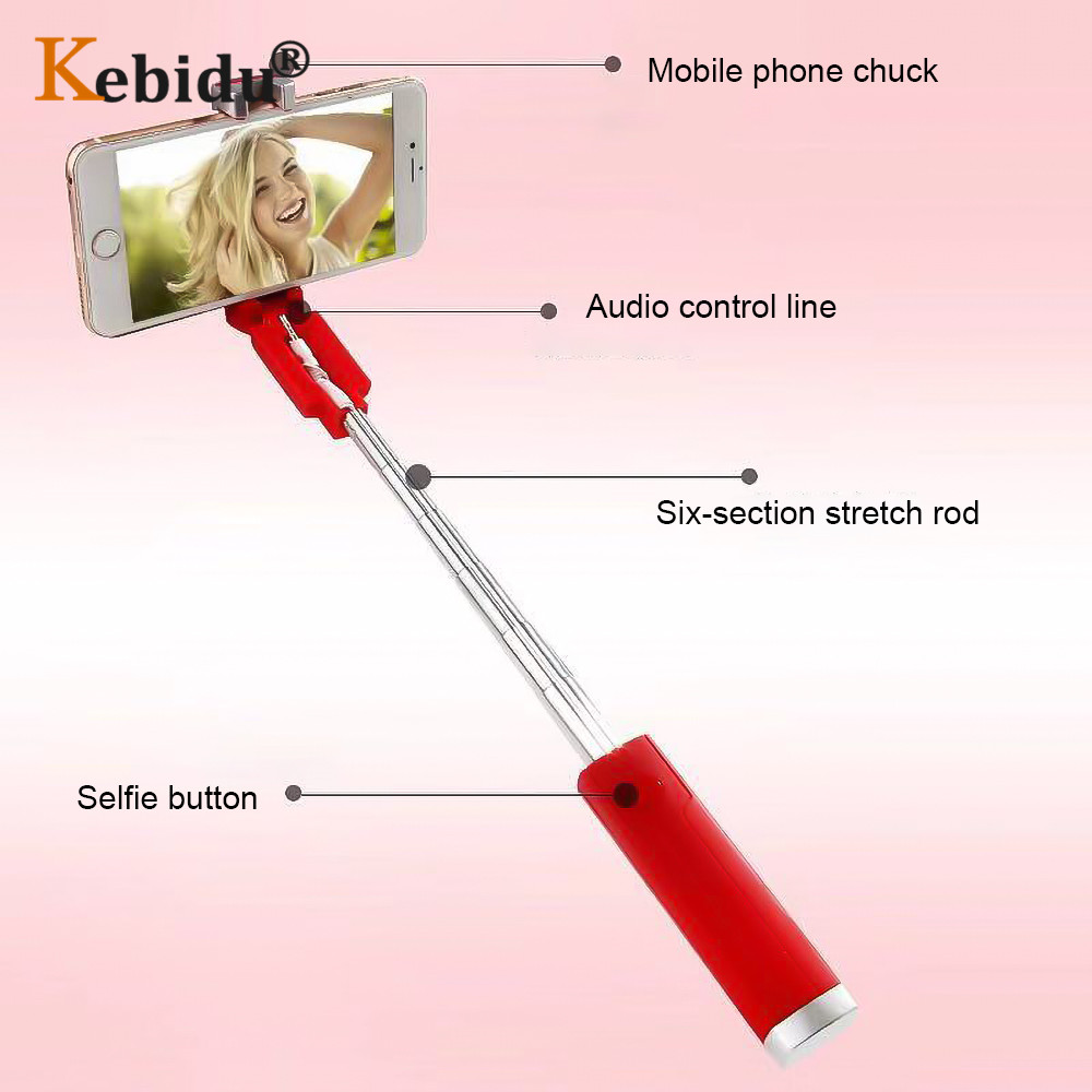 Universal Mini Selfie Stick For IPhone Xiaomi Huawei Samsung Sony Mobile Phone Foldable Tripod Mirror Wired Selfie Sticks