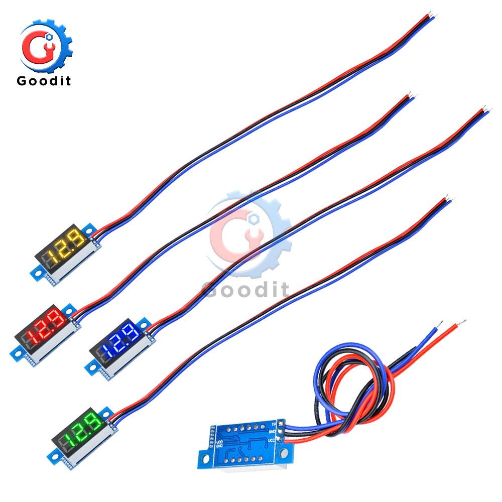 LED Mini Digital Voltmeter Blue/red/green LED Display Volt Meter 0.36 Inch DC 0-100V Gauge Volt Voltage Panel Meter 3 wires