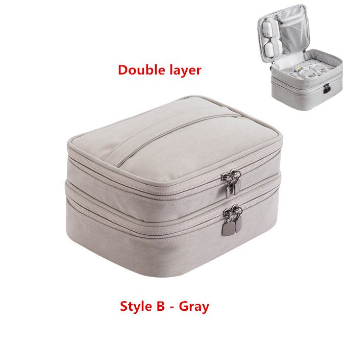 Travel Accessory Digital Bag Power Bank USB Charger Cable Earphone Storage Pouch Shockproof Electronic Organizer Package: B-Gray