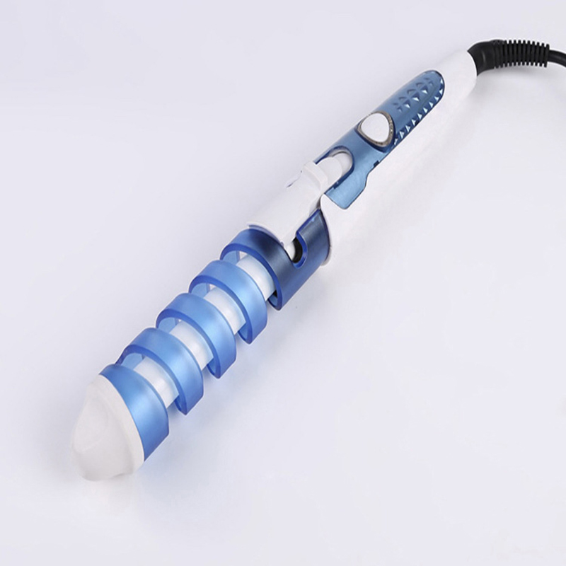Haarkrulspelden Elektrische Krul Keramische Spiraal Haar Krultang Wand Salon Hair Styling Tools Styler: blue EU plug
