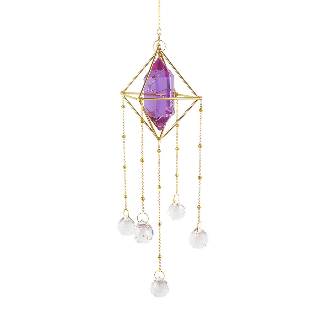 Crystal Wind Chime Prism Dream Catchers Windbell Hanging Ornament Home Room Garden Wall Window Door Decor Window Pendant: Purple