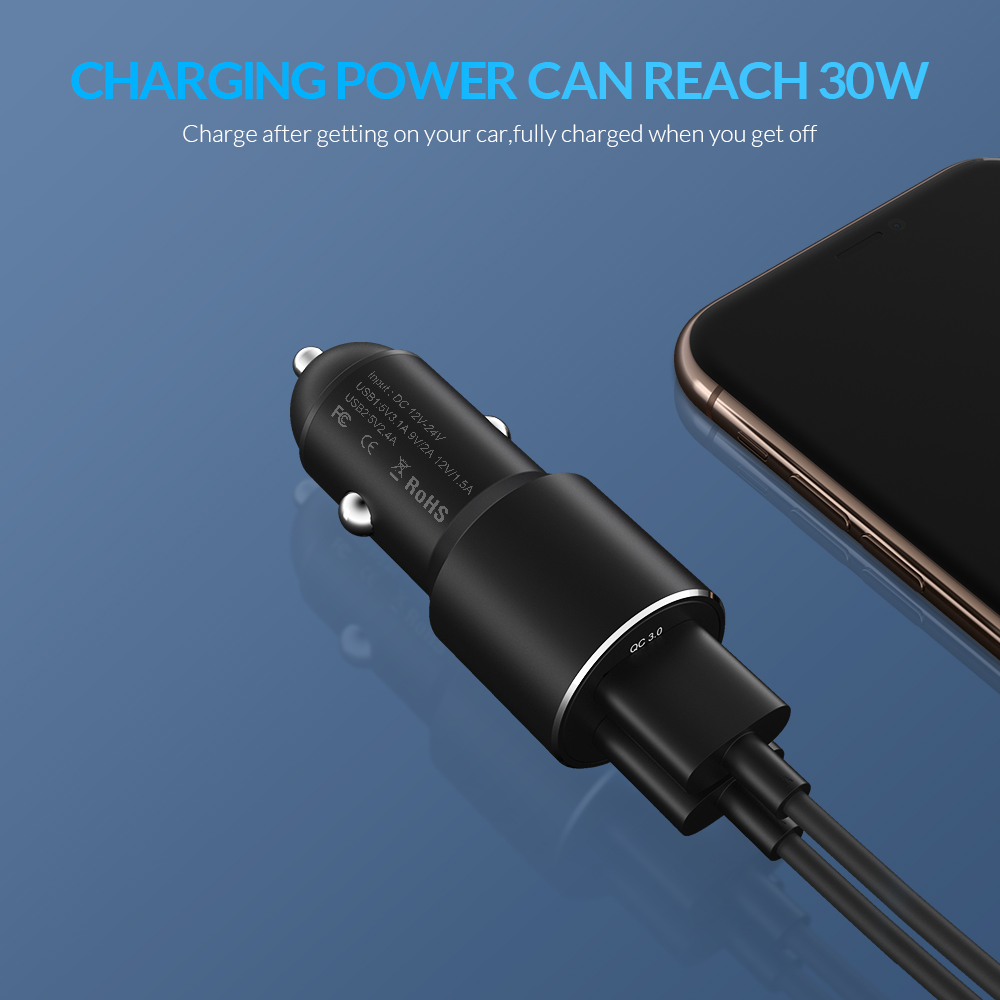 TOPK Dual USB Auto Ladegerät für iPhone Xiaomi Sansmsung schnell aufladen 3,0 Schnelle Ladegerät Auto-Ladegerät praktisch-ladegerät Adapter in Auto