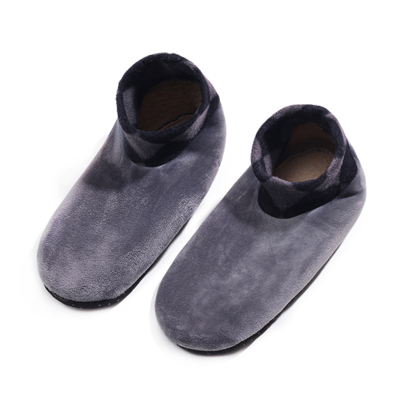 Non Slip Socks Tile Wood Floors Anti-Skid Crew Grip Socks Warmth And Velvet Thickening Autumn And Winter For Adults: gray for man