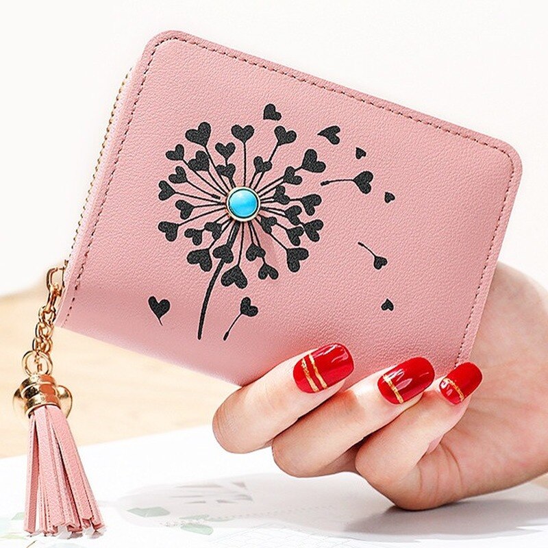 Frędzle zamek błyskawiczny portmonetki stojak w kształcie karty worki na pieniądze kobieta serce portfel pani krótka torebka etui dziewczyny Notecase kieszeń portfele torba