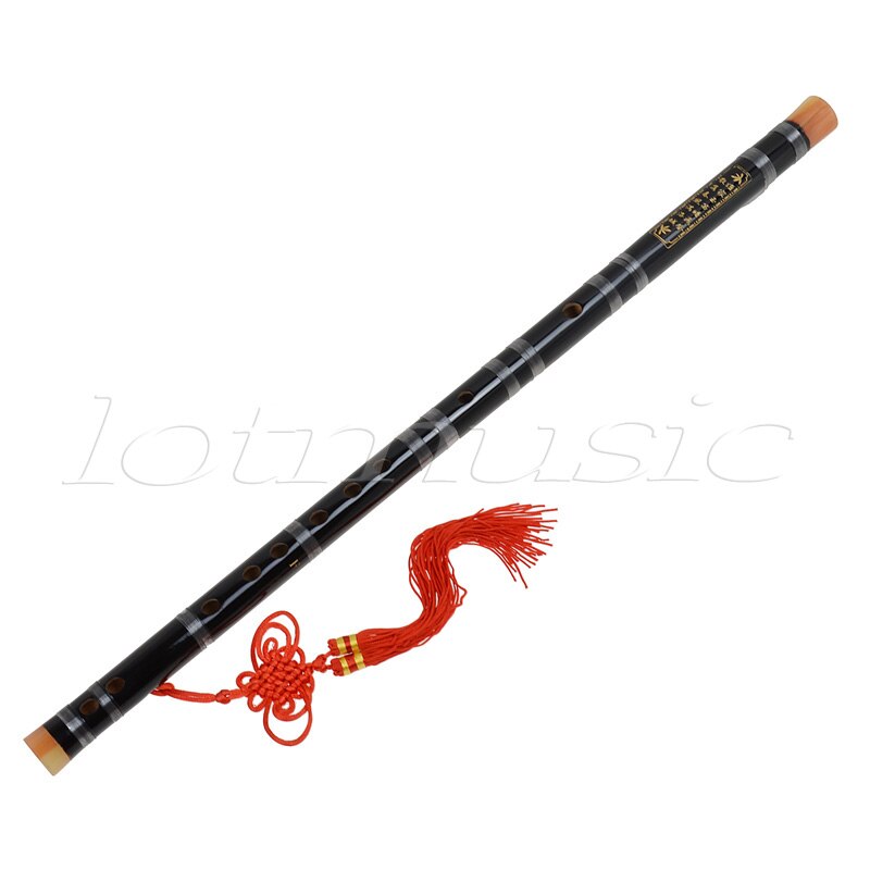 Juego de 2 piezas de pintura negra, flauta tradicional china de bambú, instrumento Musical con clave Dizi F