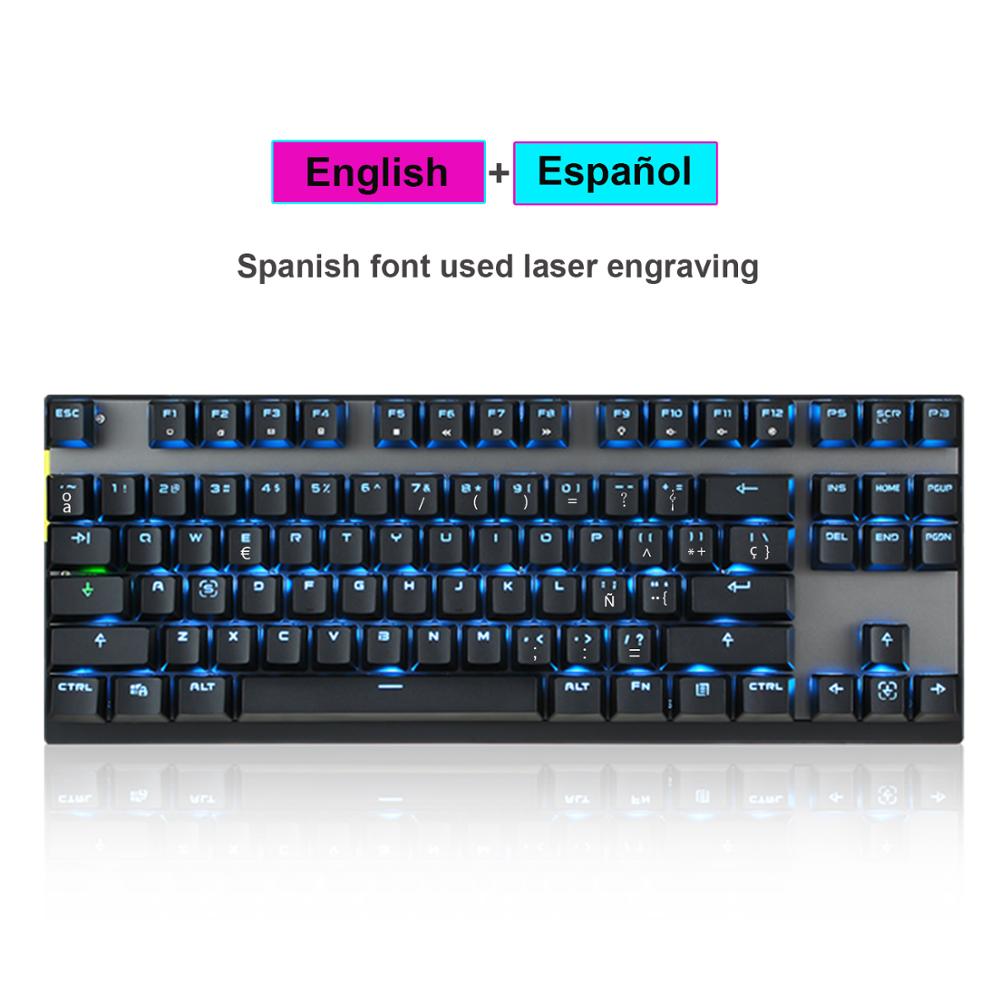 Genuíno motospeed 2.4g sem fio modo duplo gaming teclado mecânico 87 receptor usb chave led retroiluminado teclado para computador gamer: green / Interruptor vermelho