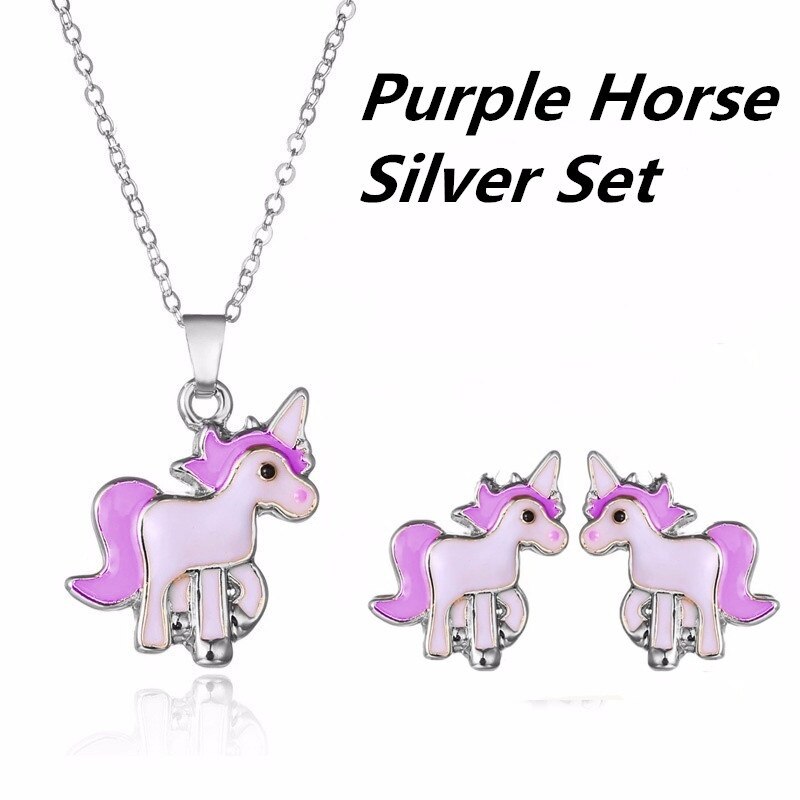 3 teile/satz Einhorn Schmuck Sets Nette Ohrringe Halsketten für Frauen Mädchen Tier Dekorationen Kits Hochzeit Party