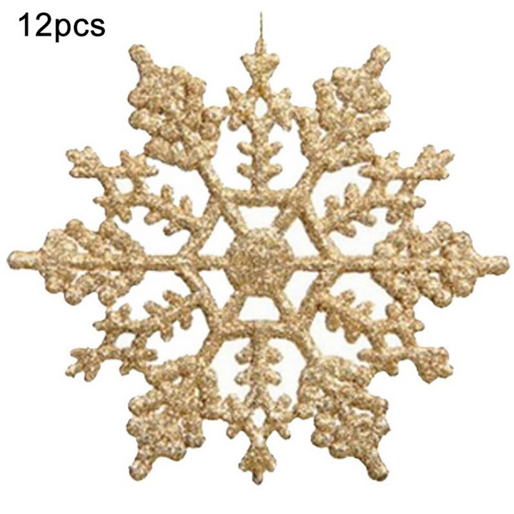 12 Stuks Plastic Kerst Xmas Sneeuwvlok Ornamenten Tiny Sparkling Sequin Glitter Sneeuw Op String Wedding Decor: NO.1