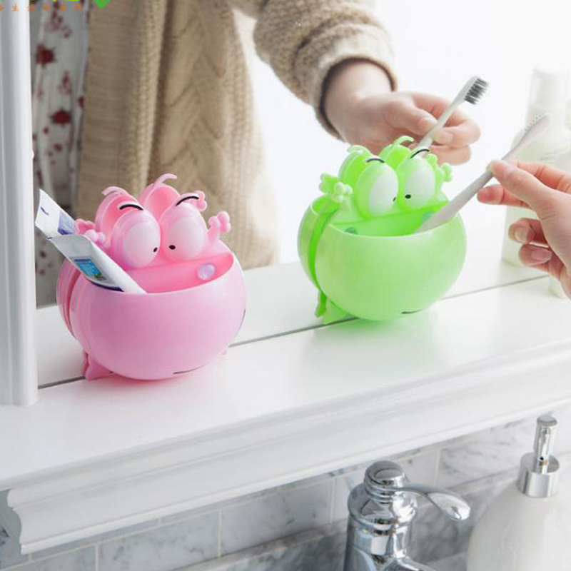 Frøer søde tegneserie hjem badeværelse tandbørste holder vægmontering sugekop tandpasta opbevaringsstativ tandbørste rack børn