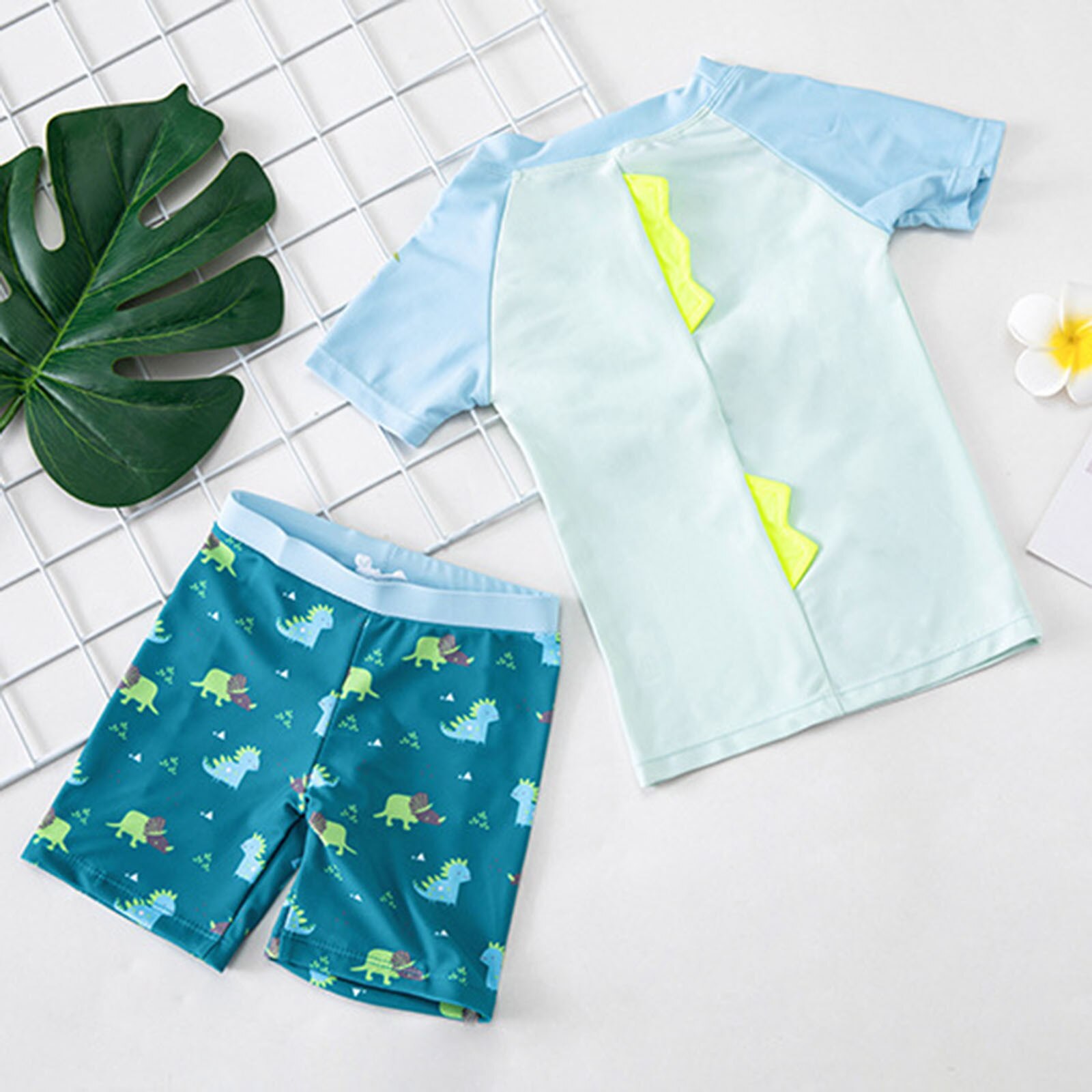 Peuter Kids Baby Jongens Cartoon Dinosaurus Shirt + Shorts + Hoed Badmode Badpak Set Badpak Kids Vrouwen Badpak Voor meisjes