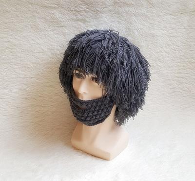 Funny Hat Knitted Men Mustache Beard Crochet Handmade Hat Winter Beanies Tassel Mask Warm Cap: 2