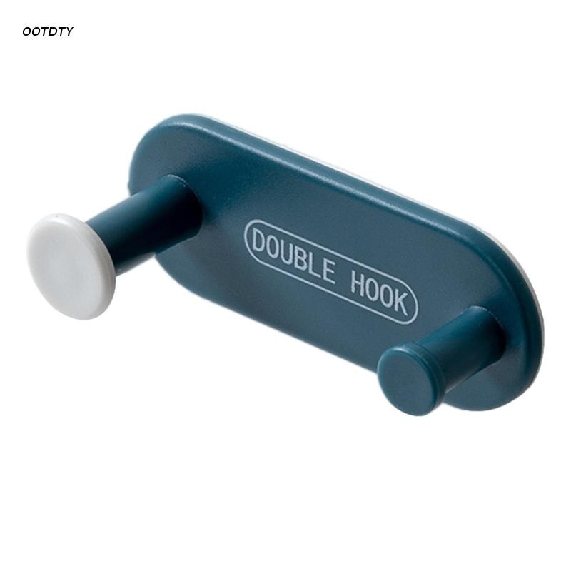 4Pcs Wall Mount Plastic Key Holder Double Hooks Cable Organizer Clothes Hanger: blue