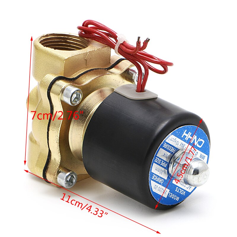 3/4\" 220V Electric Solenoid Valve Pneumatic 2 Port Water Oil Air Gas 2W-200-20