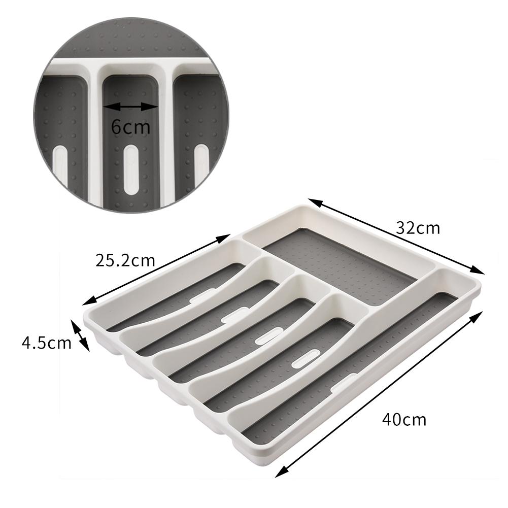 Kitchen Drawer Tray Spoon Knife Fork Tableware Separation Finishing Storage Box Cutlery Eco-Friendly Organizer #4W: C