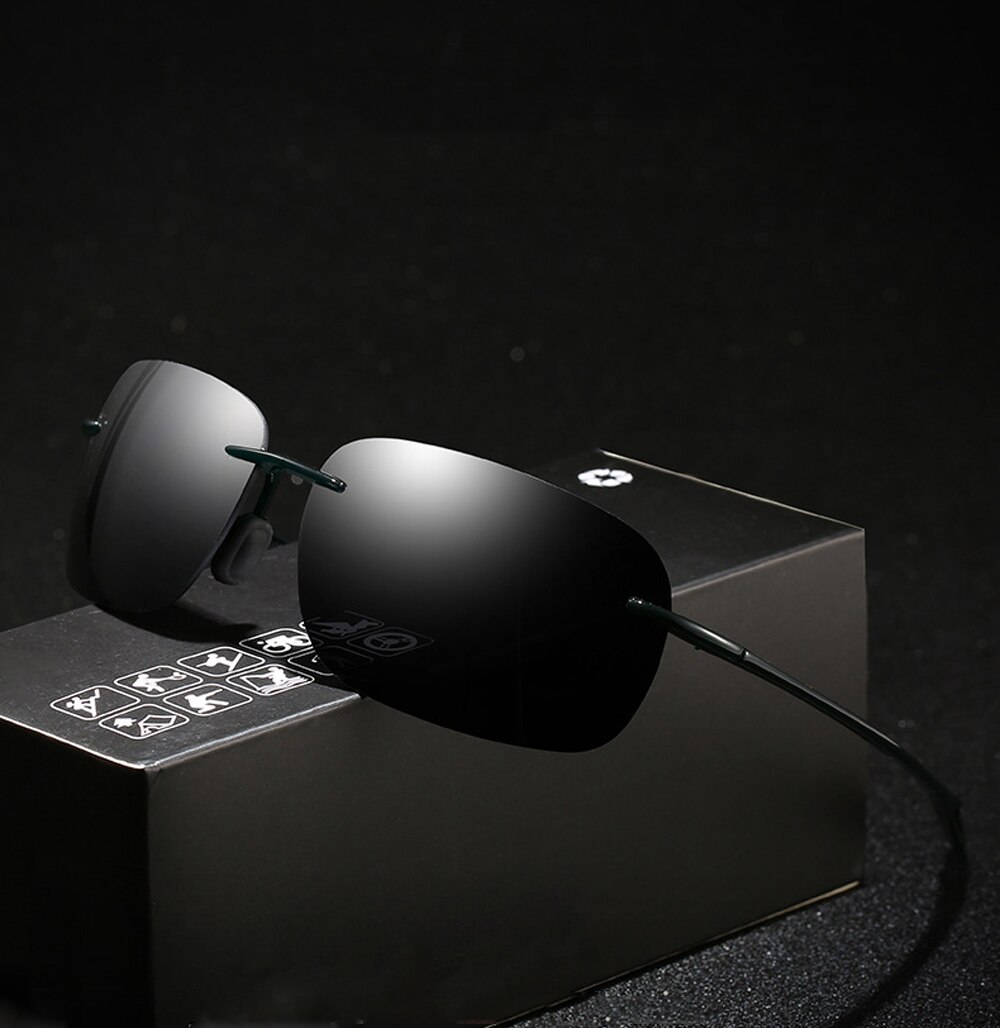 Lunettes de soleil rectangulaires sans monture – Grandado