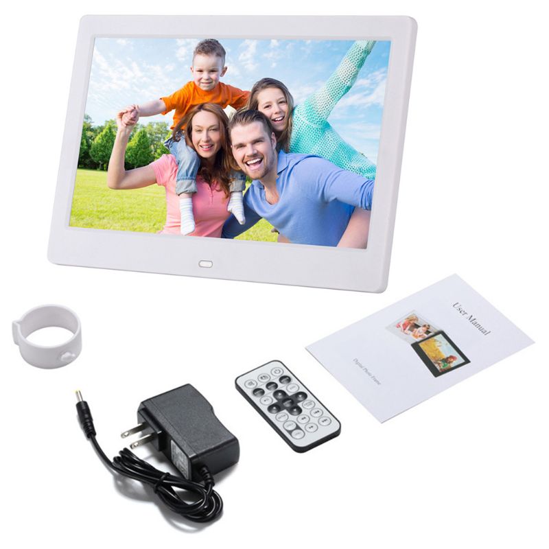 Digital Photo Frame 10.1 inch Picture Frame Full TN Display Background Music Support 64GB Remote Control: White