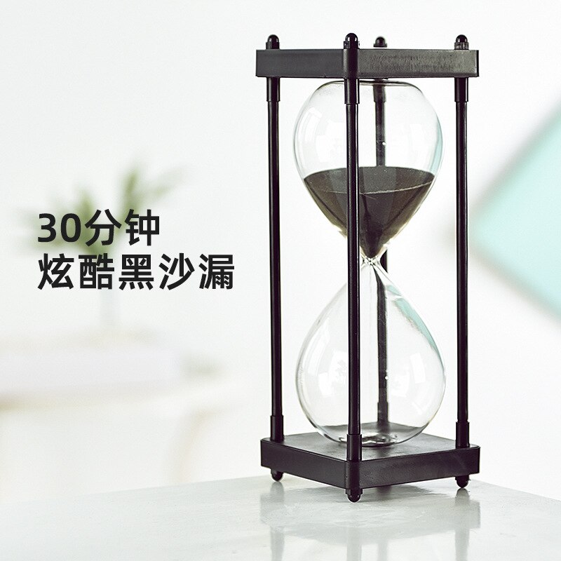 Gratis Belettering 30 Minuten Zandloper Tijd Timer Mintgroen Half Uur Hoge Borosilicaatglas Zandloper Grappige Kinderen Dag: Cool Black