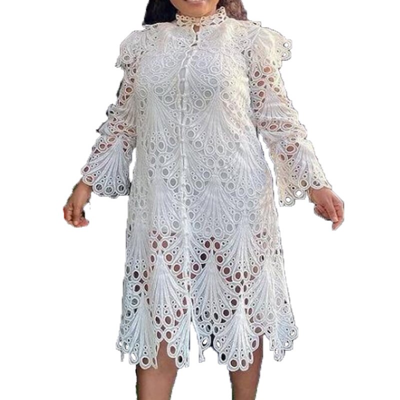 Vestidos africanos para mujer, ropa africana para mujeres de estilo de , de encaje blanco, verano