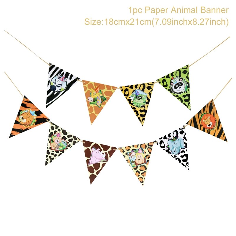 Dier Patroon Wegwerp Servies Decor Jungle Safari Party Leopard Ballon Verjaardag Party Decor Kids Jungle Feestartikelen: banner 3