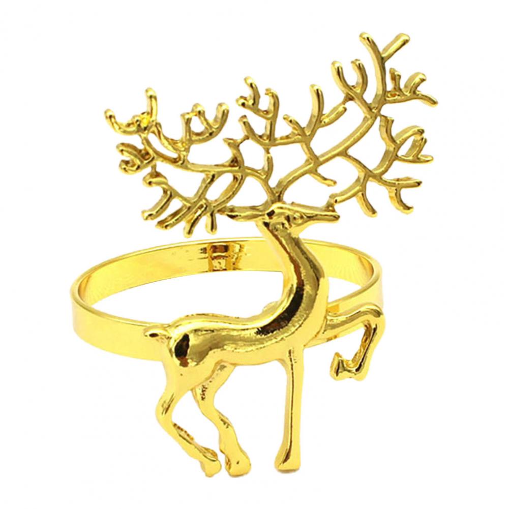 Napkin Ring Anti-Rust Dinning Towers Napkin Buckle Reused Napkin Holder Ring Delicate Xmas Deer Napkin Holder Ring: Imitation Gold