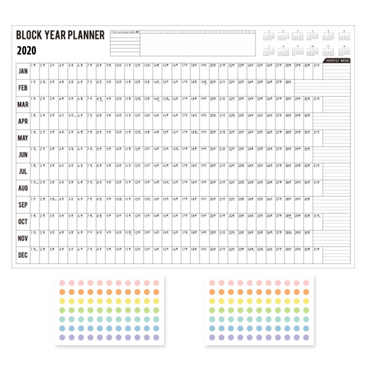Vægkalender blok år planner daglig plan papir kalender med 2 ark eva mark klistermærker til kontorskole hjemmeartikler