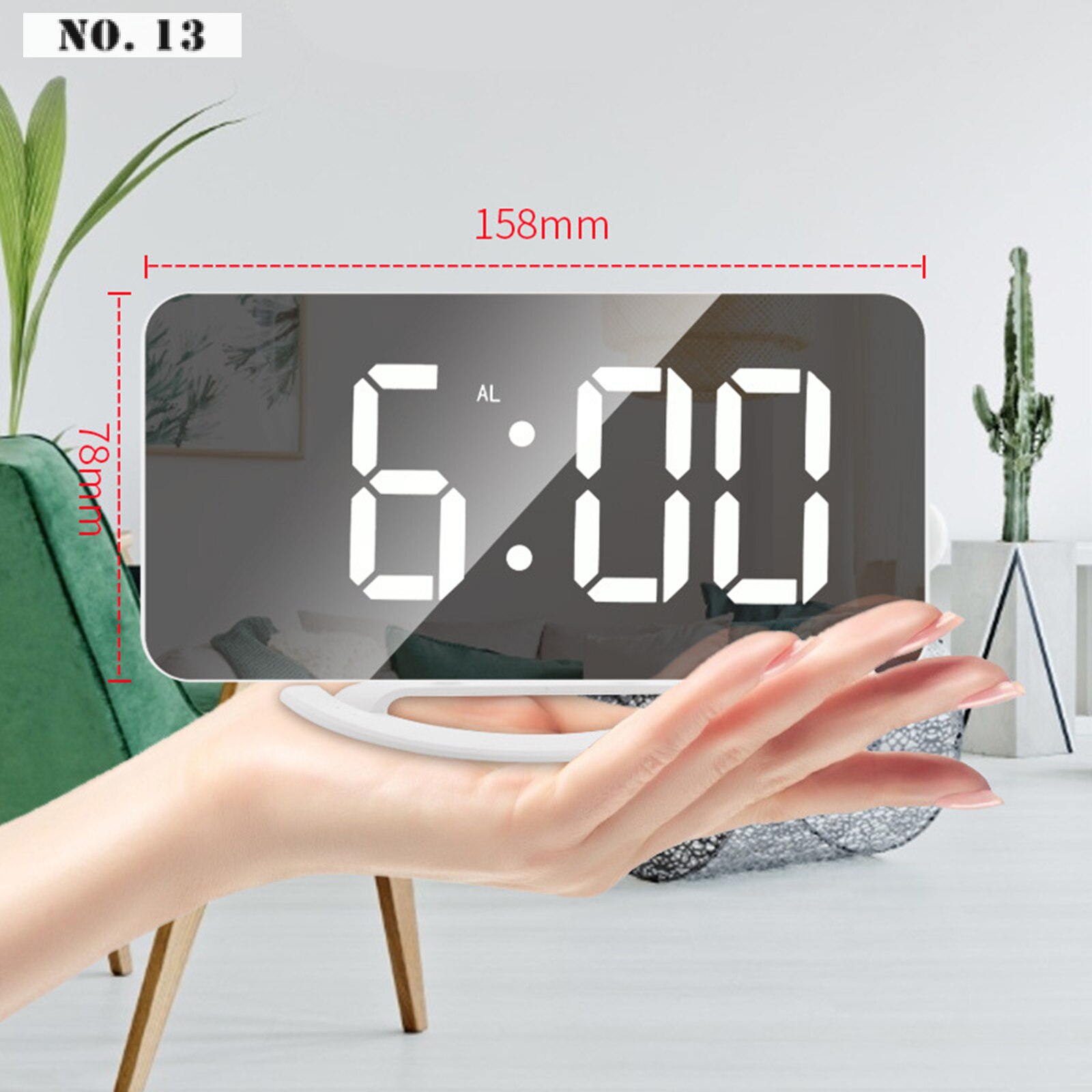 Digital Clock Multifunctional LED Makeup Mirror Digital Alarm Clock Mirror Automatic Photosensitive Electronic Desk Clock Cool
