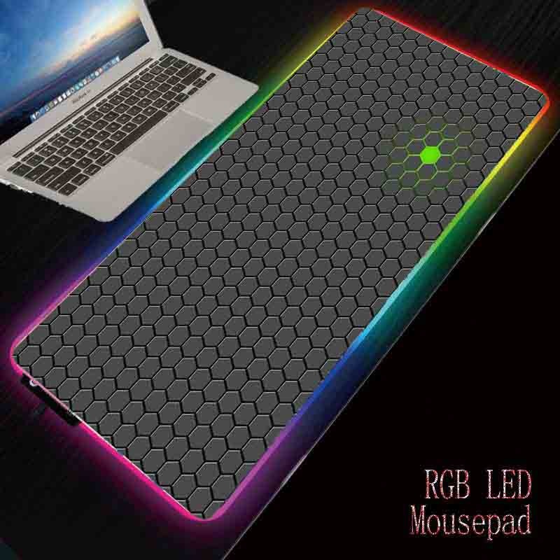 XGZ Hexagonal Texture RGB Large Mouse Pad Gamer LED Backlight Mause Lockedge Desktop Gaming PC Keyboard Desk Pad