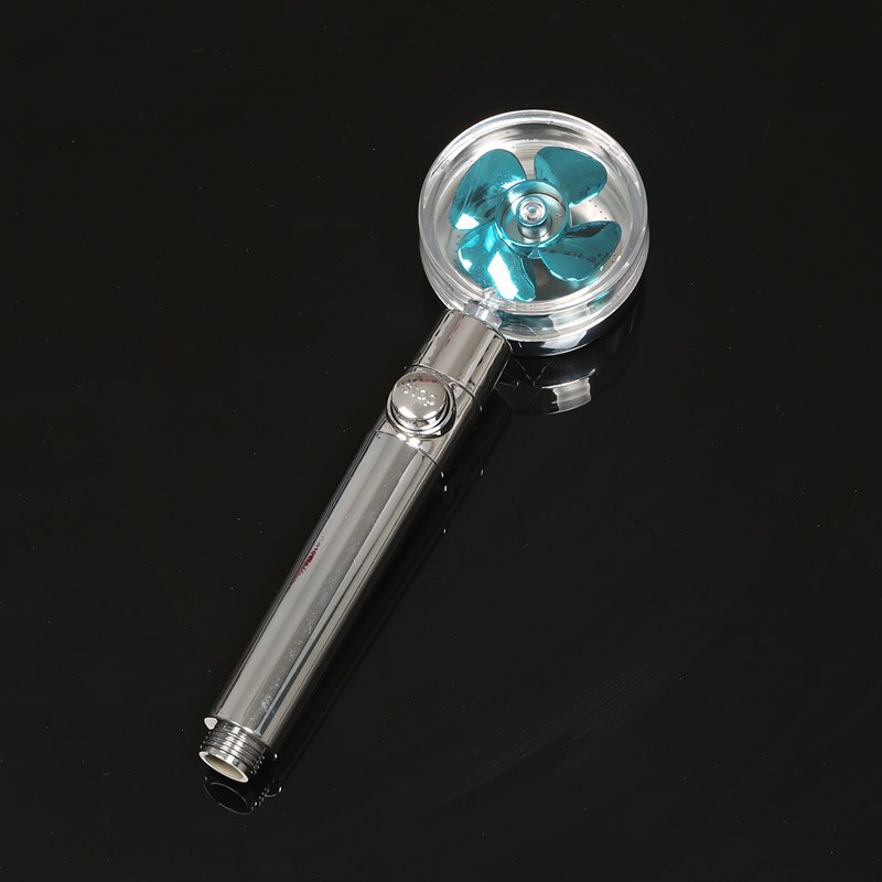 Turbocharged Shower Head Water Saving Flow 360 Degrees Rotating with Filter Rain High Pressure Spray Nozzle Bathroom Accessories: Blue Plating