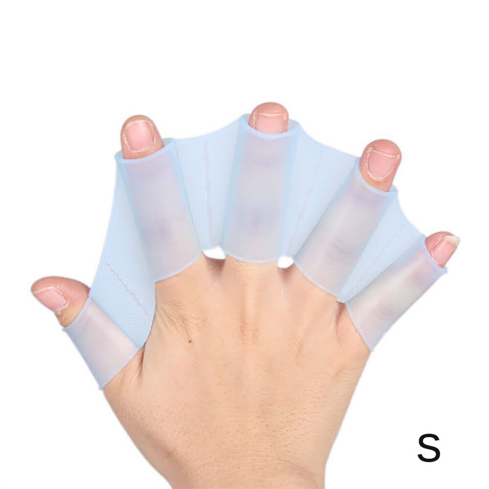 Scuba finger svampe handsker hånd web flippers træning silikone svømningsudstyr svømning begynder universal svømningsværktøj: Blå / L